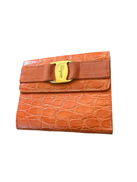 Ferragamo Orange Leather Bifold Wallet