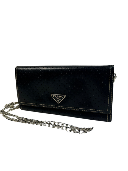 Prada Tessuto Nero Leather Wallet on Chain