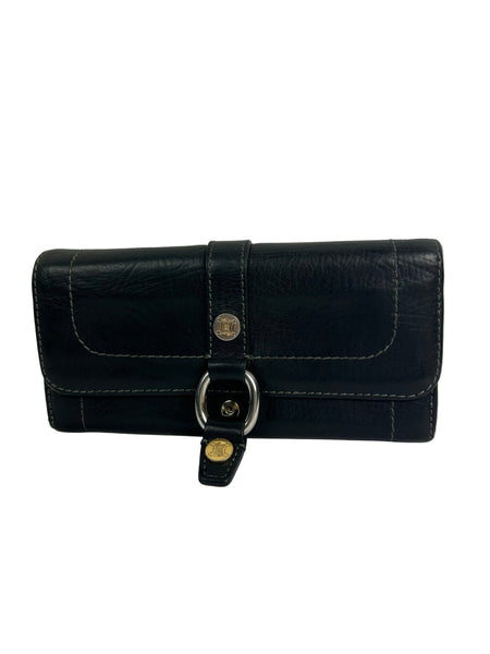 Celine Black Leather Long Wallet