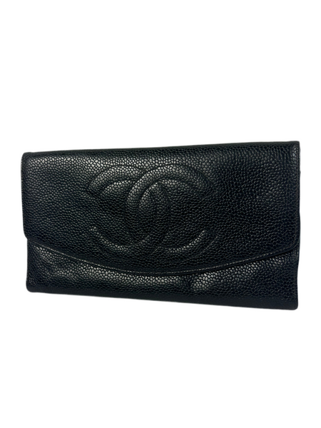 Chanel CC Caviar Leather Long Wallet
