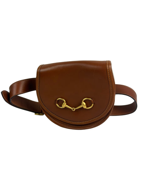 Gucci Brown Leather Horse-bit Waist Bag