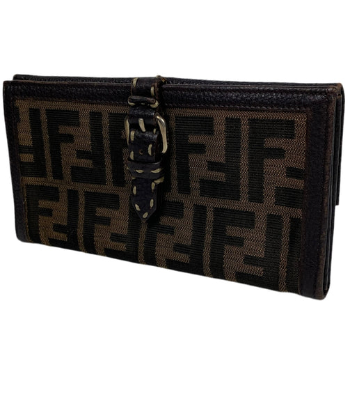 Fendi Zucca Monogram leather long wallet