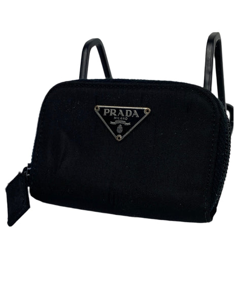 Prada Tessuto Nero Nylon zip key holder