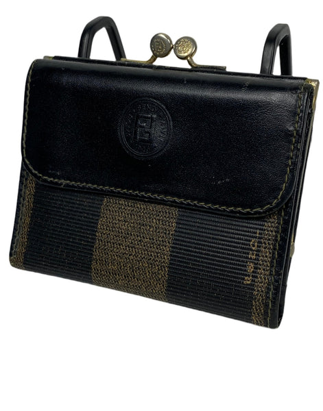 Fendi FF Striped leather coin purse