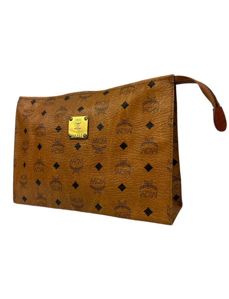 MCM Cognac Leather Clutch Bag