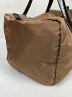 Prada Tessuto Nylon Brown Boston Bag