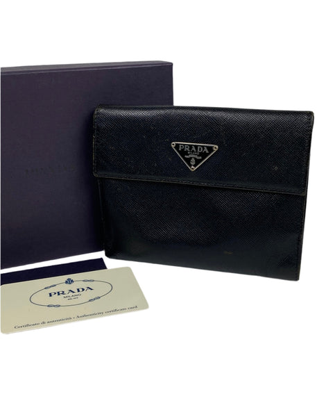 Prada Tessuto Nero Leather bifold wallet