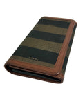 Fendi Olive Striped Leather Long Wallet