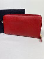 Prada Saffiano Bow Leather Zippy wallet