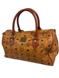 MCM Cognac Leather Boston Bag
