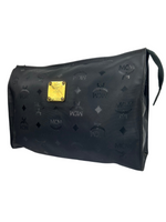 MCM Black Canvas & Leather Clutch Bag