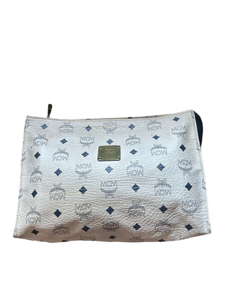 MCM White Leather Clutch Bag