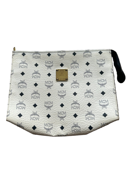 MCM White Leather Clutch Bag