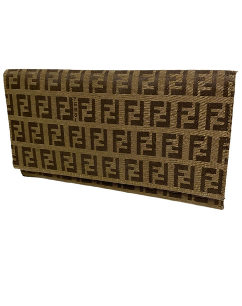 Fendi Zucca Monogram leather long wallet