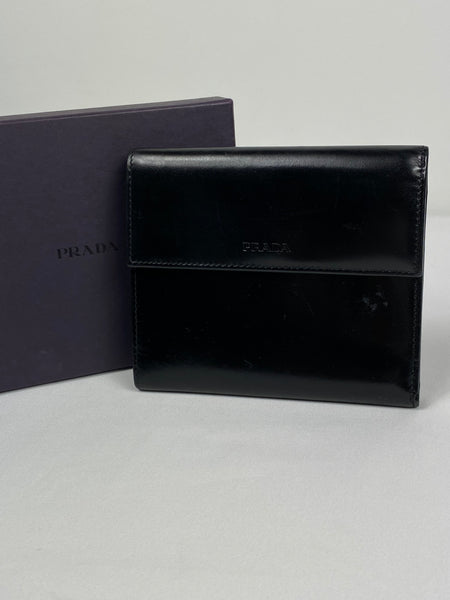 Prada Leather logo trifold wallet