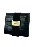Ferragamo Leather Croc Bifold Wallet
