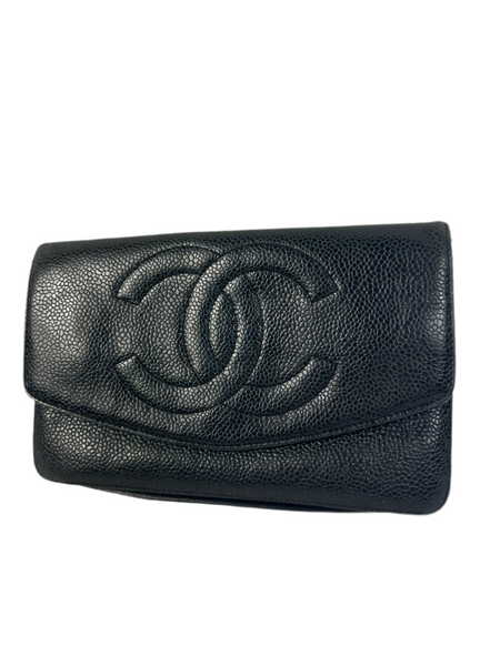 Chanel CC Caviar Leather Long Wallet