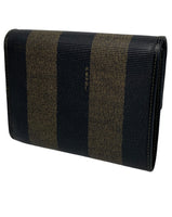 Fendi FF Striped Olive Trifold Wallet