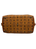 MCM Cognac Leather Boston Bag