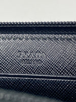 Prada metal nylon zippy wallet