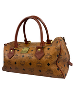 MCM Cognac Leather Boston Bag