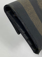 Fendi FF Striped Olive Trifold Wallet