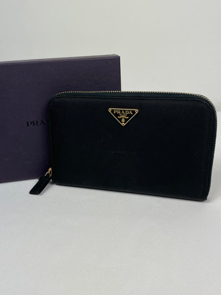 Prada Tessuto Gold Nylon Zippy Wallet