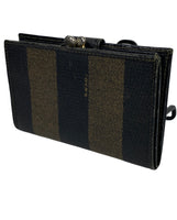 Fendi FF Striped Leather Kisslock Wallet