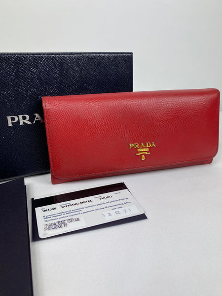 Prada Saffiano Metal Fuoco Long Wallet