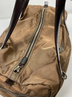 Prada Tessuto Nylon Brown Boston Bag