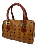 MCM Cognac Leather Boston Bag