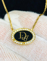 Dior Encrusted Logo Necklace