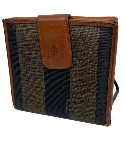 Fendi Striped Pecan Bifold Wallet