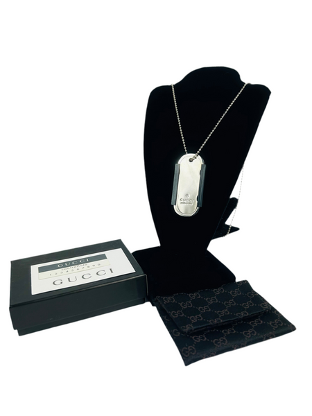 Gucci .925 Silver Dog Tag Necklace