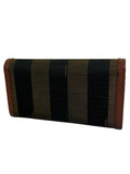 Fendi Olive Striped Leather Long Wallet
