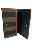 Fendi Olive Striped Leather Long Wallet