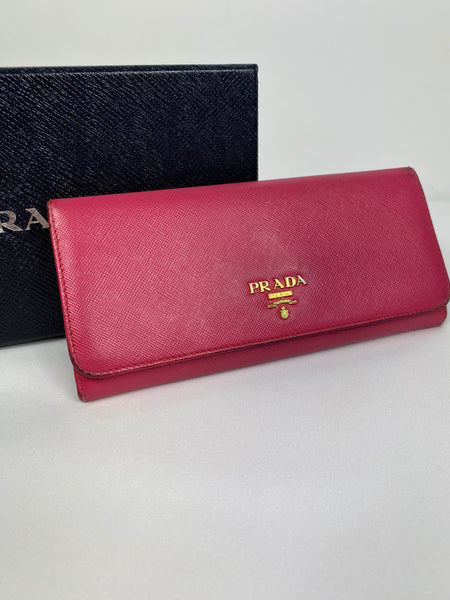 Prada Saffiano metal leather long wallet