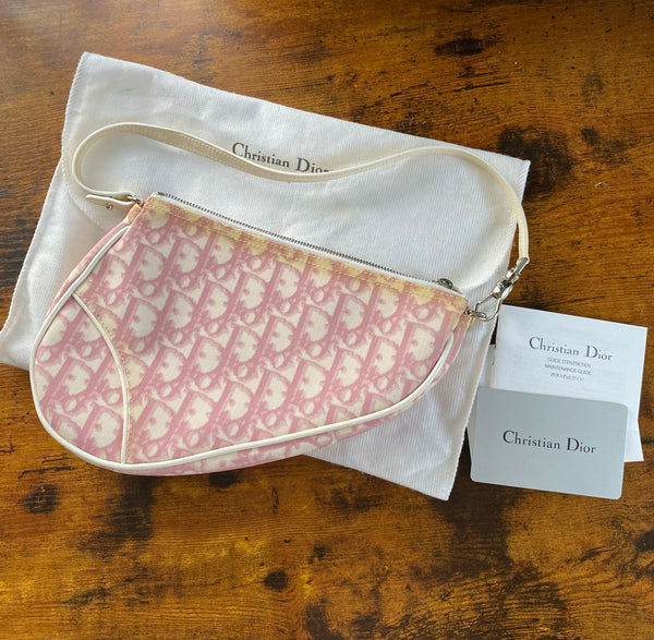 Dior Pink Trotter PVC  Leather Saddle Bag