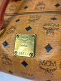 MCM Cognac Leather Boston Bag