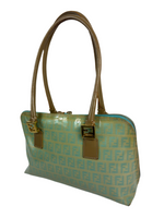 Fendi FF Zucca Aqua Leather Shoulder Bag