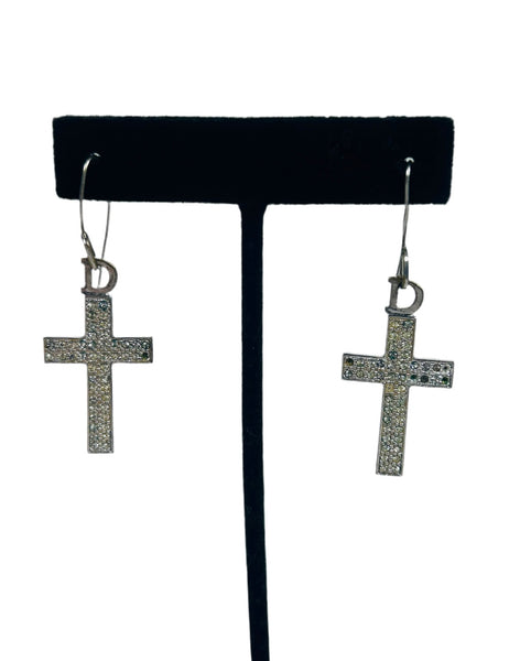 Dior Encrusted Cross Earrings