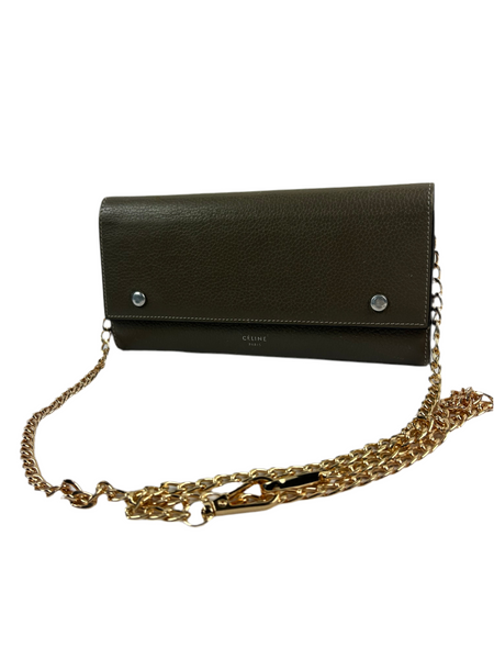 Celine Green Leather Long Wallet